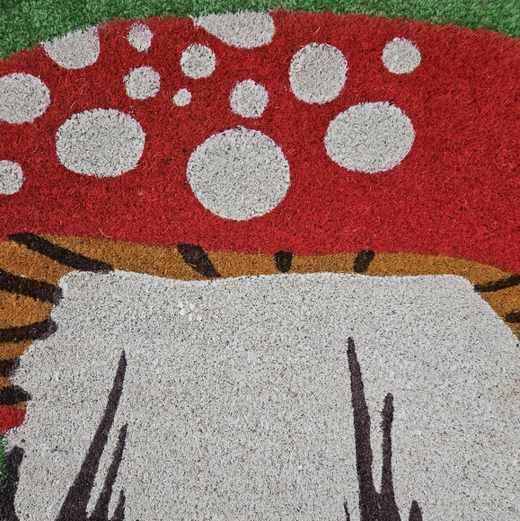 NEW Outdoor Coir Natural Fiber Red Mushroom Shaped Doormat Door Mat Rug 18"x30" - Picture 8 of 12